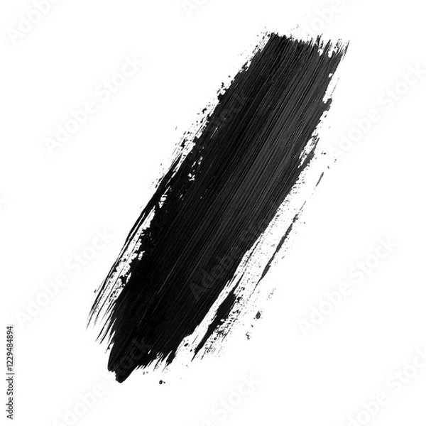 Fototapeta Black Paint Stroke on White Background for Artistic and Creative Design Projects