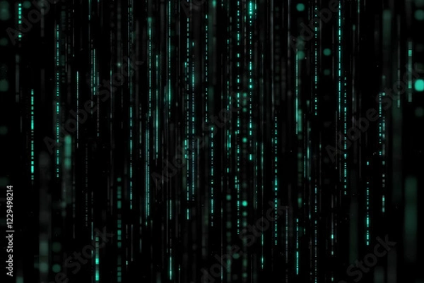 Fototapeta Abstract digital rain of binary code streams down seamlessly, creating a futuristic backdrop.