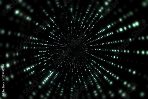 Fototapeta Abstract 3D Tunnel Animation Creates a Dynamic and Visually Striking Background with Glowing Lights Effect.