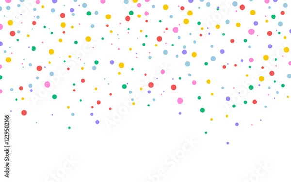 Fototapeta Confetti background, vector colorful falling, congratulations confetti explosion, festive, multicolored paper, circle, dots, isolated on white, Celebration confetti background