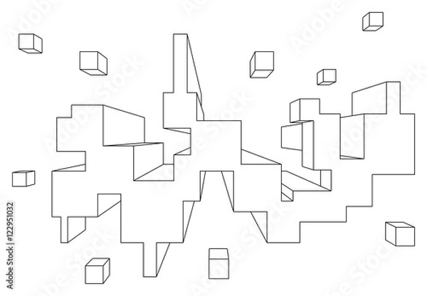 Fototapeta Rectangular shape in one point perspective