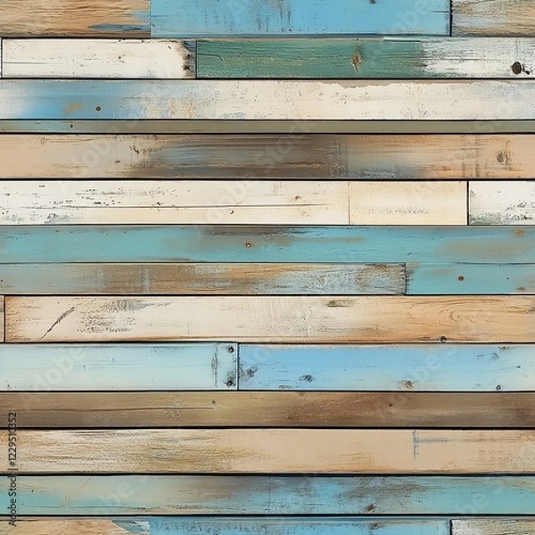 Obraz Seamless Beach Wood Textures, Wooden Planks, Weathered Wood, Distressed Texture, Used Look, Background Texture