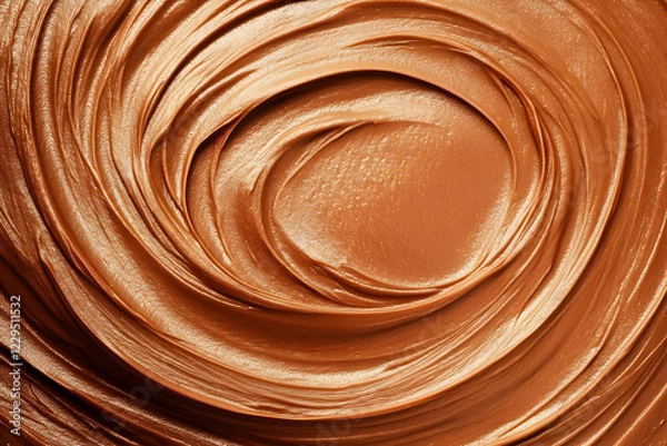 Fototapeta Creamy Chocolate Spread Forms a Smooth, Textured Swirl in a Close-Up Food Background.