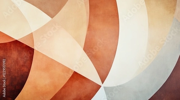 Obraz Abstract background with overlapping curved shapes and earthy tones.