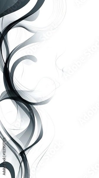 Obraz Abstract black smoky waves on white background.