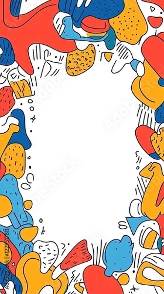 Obraz Abstract colorful doodle border.