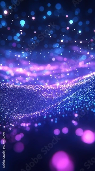 Obraz Abstract flowing particles with pink, blue, and purple color.