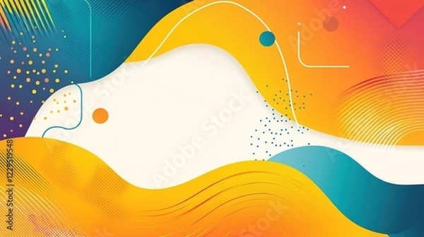 Obraz Abstract flowing shapes with bright gradient colors, and dots background.