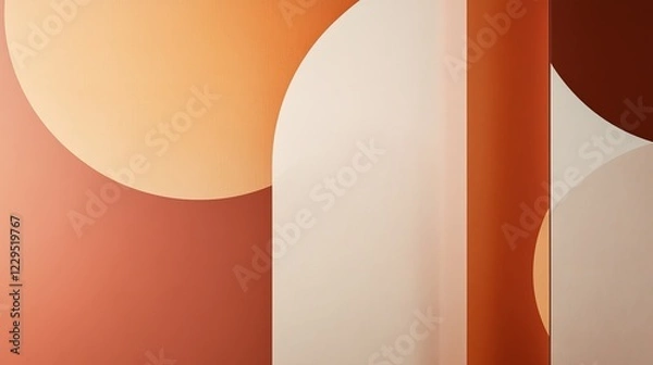 Obraz Abstract geometric shapes in warm orange tones with soft shadows.