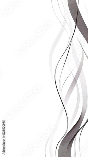 Obraz Abstract gray wavy lines on white background.