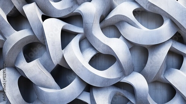 Obraz Abstract gray background of three-dimensional curved shapes.