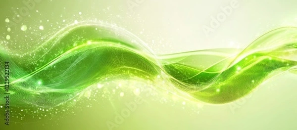 Obraz Abstract green wave with sparkles.