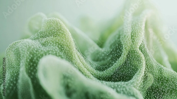 Obraz Abstract green flowing mesh with small dots.