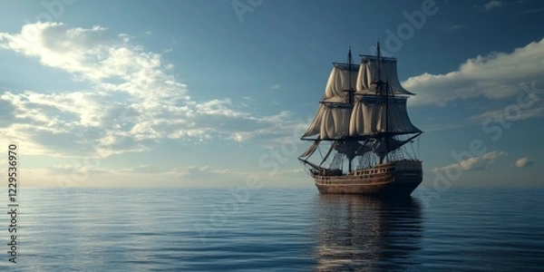 Fototapeta Majestic Sailing Ship on a Calm Ocean