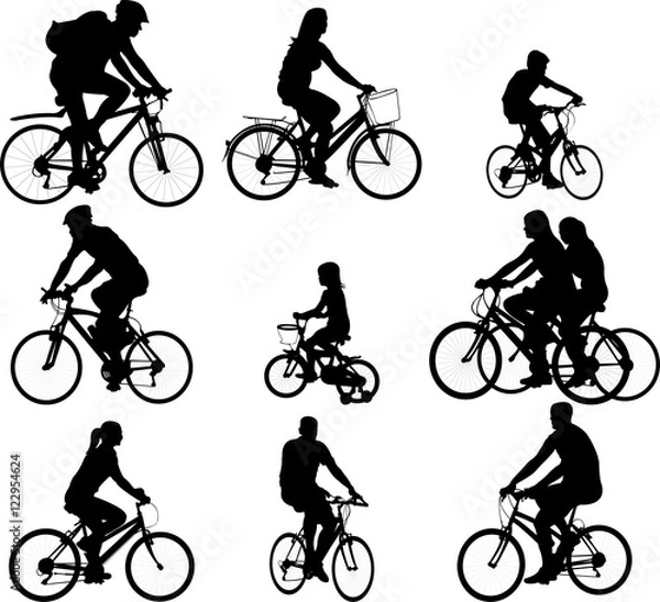Obraz bicyclists silhouettes collection - vector