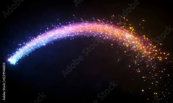 Obraz Glowing Stardust Trail, Dark Background, Magic Effect