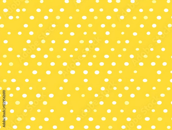 Fototapeta Bright Yellow Background with White Polka Dots Forms a Cheerful and Playful Pattern Design.