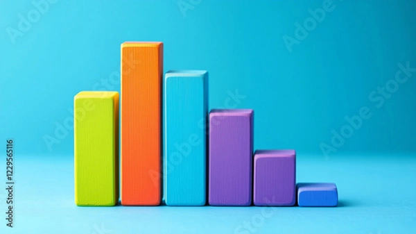 Obraz bar graph chart with a blue background,