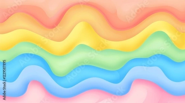 Fototapeta Rainbow Pastel Waves: Abstract Colorful Background