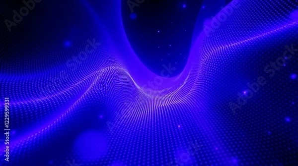 Obraz Abstract blue digital wave with glowing particles