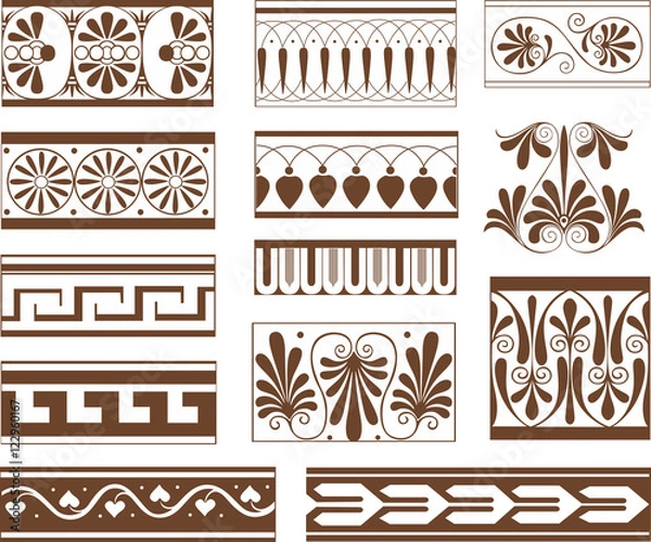 Fototapeta Set of ornamental pattern elements in Etruscan style
