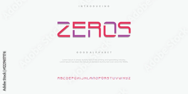 Fototapeta Zeros modern abstract alphabet font. Minimal technology typography, Creative urban sport fashion futuristic font and with numbers. vector illustration