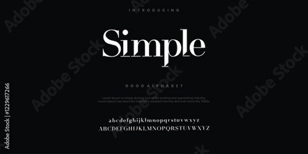 Obraz Simple abstract Fashion font alphabet. Typography typeface uppercase lowercase and number. vector illustration