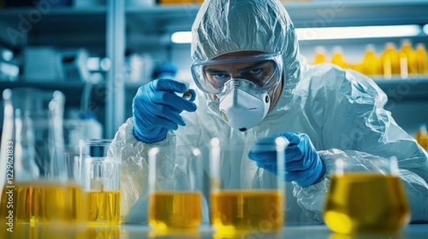 Obraz Worker Safely Handling Hazardous Chemicals