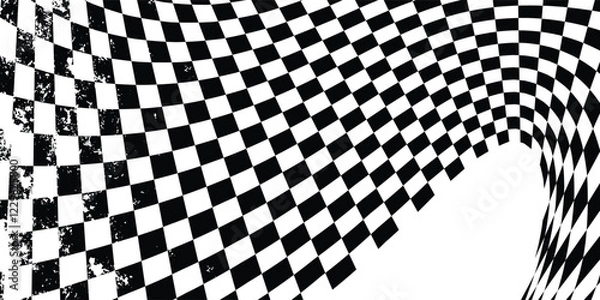 Fototapeta Racing flag grunge design of vector car race sport, auto rally and motocross.
