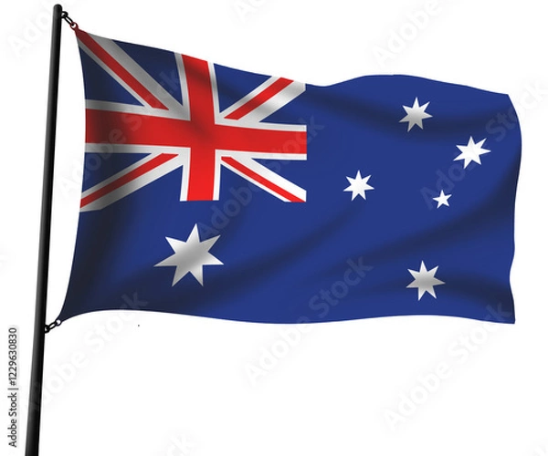 Obraz Australian flag waving 3d with pole