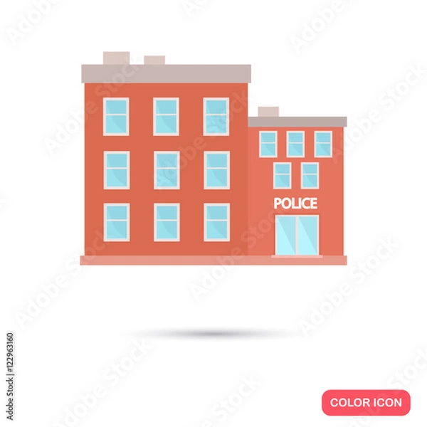 Fototapeta Color police building flat icon. Stock Vector icon. Illustration for web and mobile design
