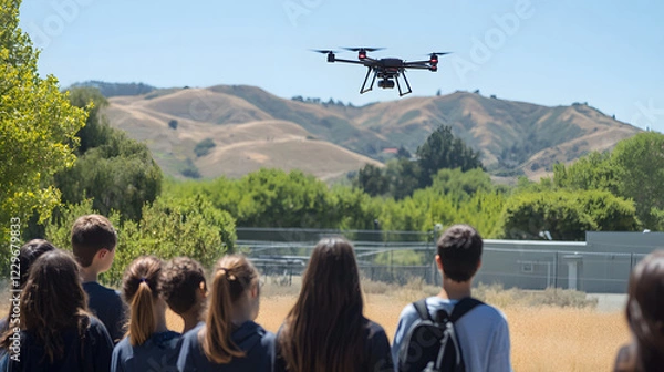 Obraz Teacher Demonstrates Drone Use in Educational Setting with Students