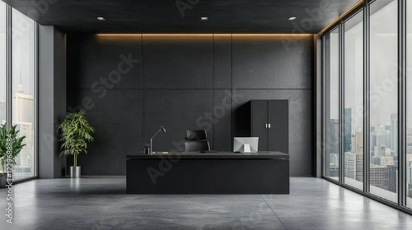 Fototapeta HR Administrative Assistant maintaining employee records and handling office administration in a sleek gray office space.