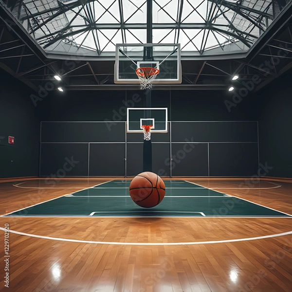 Fototapeta basketball in the middle of the court