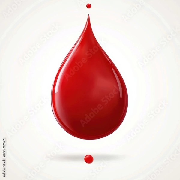 Fototapeta blood splatter in bright red with a dramatic shape, placed on a clean white background