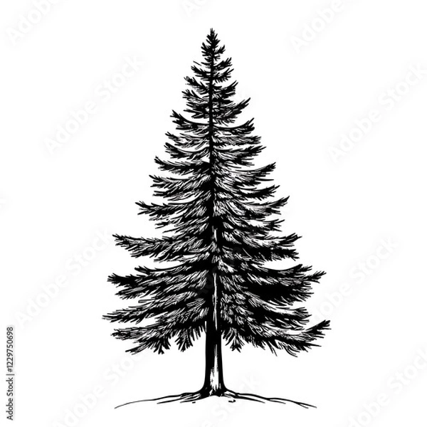 Obraz Hand-drawn pine tree illustration
