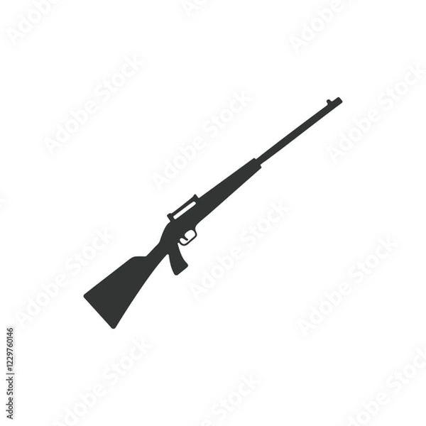 Obraz A long gun Silhouette vector art design. weapon icon logo illustration. Long barrel gun symbol. Silhouette of hand gun icon isolated on white background. vector logo.