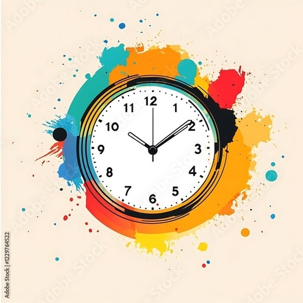 Fototapeta Colorful clock, abstract background, time concept, graphic design