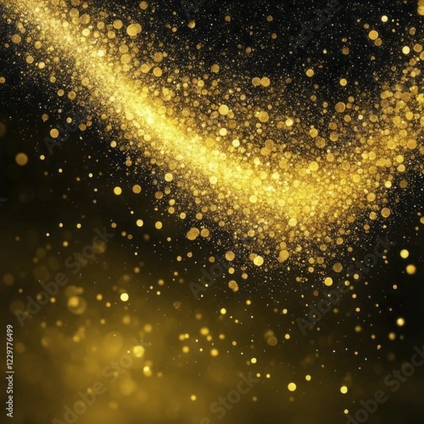 Fototapeta Curved golden sparkles against a dark background, creating a festive and magical atmosphere, AI generated