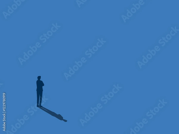 Fototapeta Businessman standing confidently hugging the bunker on the vast space