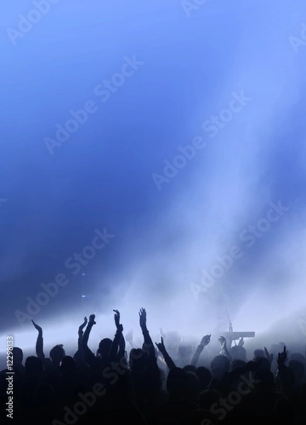 Obraz Konzert oder Party in blauem Licht mit freier Fläche