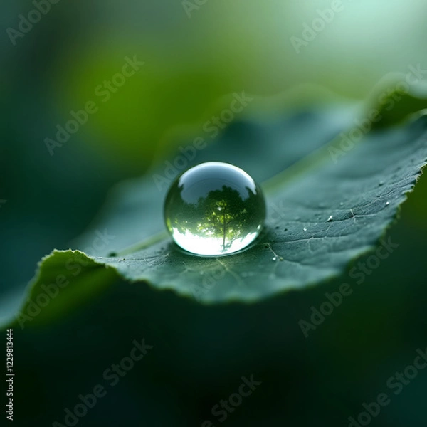 Fototapeta Minimalist Botanical Close-Up Dew on a Textured Leaf Surface