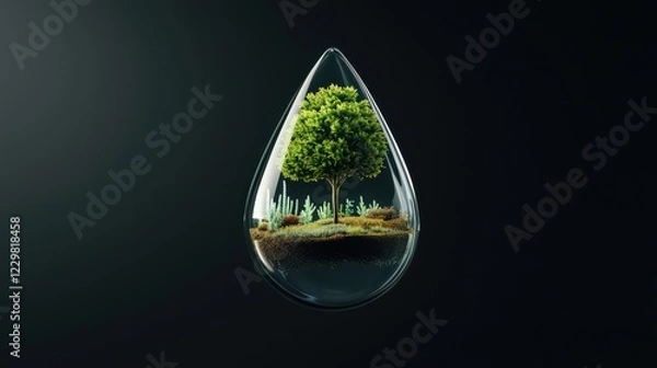 Obraz Conceptual artwork of Eco-Friendly Nature in Water Drop
