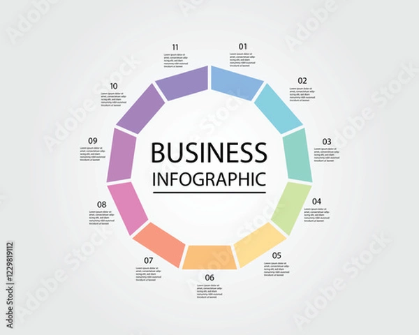 Obraz Business Infographic hexagon modern design template for banners and infographics for 11 line step 