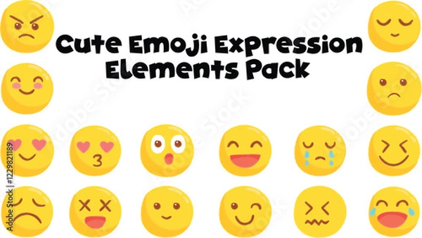 Obraz Cute Emoji Expression Elements Pack A variety of expressive emojis in a cute style.