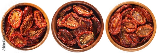 Fototapeta Sun-dried tomatoes in a tapas bowl, top view