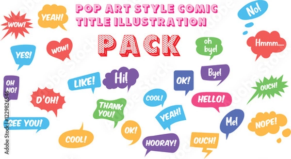 Fototapeta Pop Art Style Comic Title Illustration Includes bold, comic-style titles with pop art influences for an exciting, retro feel.