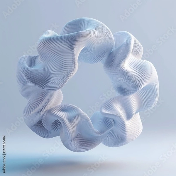 Fototapeta Abstract 3D composition with geometric inflatable shapes on a light blue background. A futuristic sci-fi atmosphere with smooth white and gray tones.