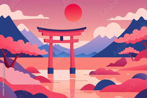 Fototapeta torii gate illustration