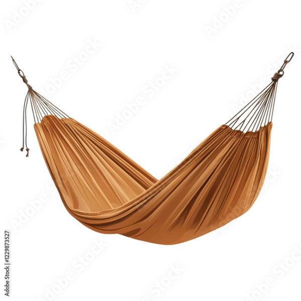 Fototapeta A comfortable hammock in warm tones, perfect for relaxing in a cozy outdoor setting, capturing a sense of tranquility and leisure.